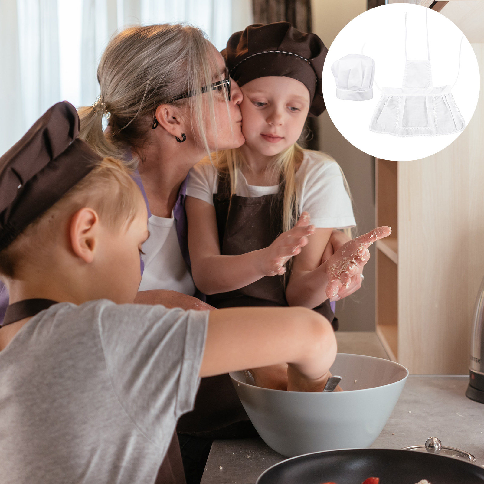 Kitchen Kids Baking Set - 1Set Kids Chef Hat Apron Set
