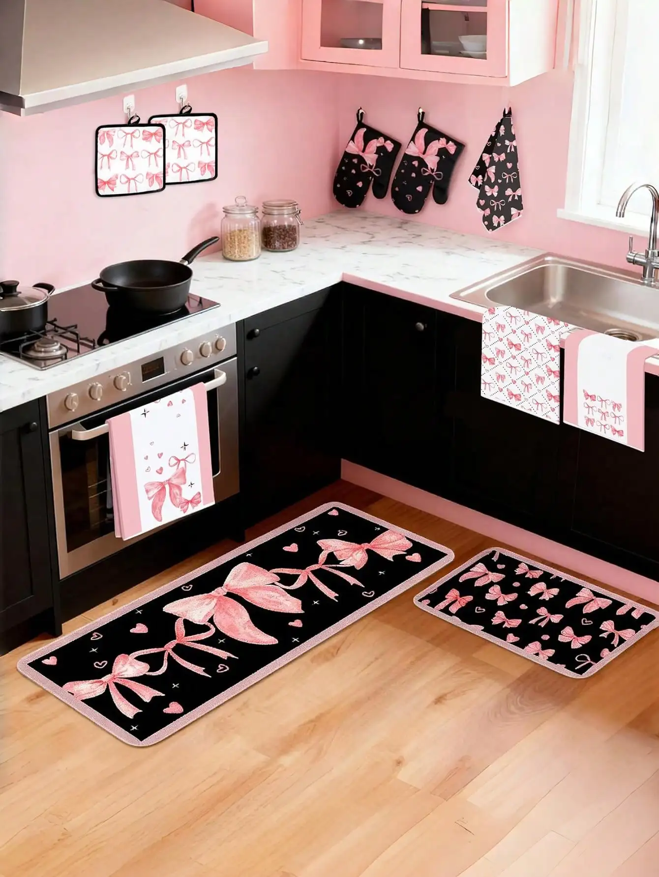 10PCS Pink Bow Kitchen Accesso - Baking Kitchen Set ulasan dan harga